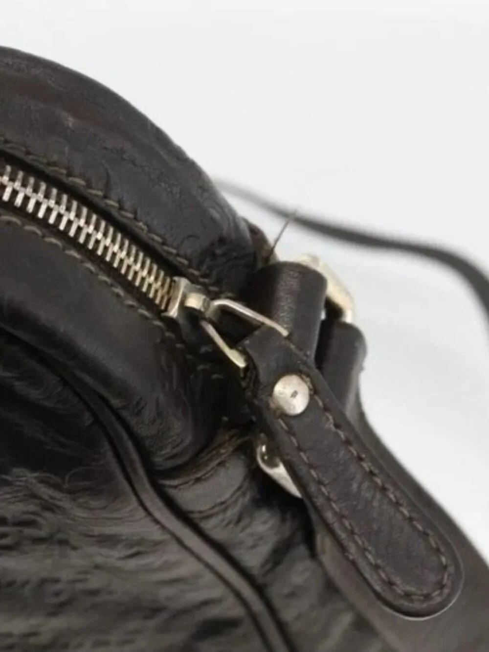 GUCCI GG Canvas Guccissima Shoulder Bag Leather Black Gold 201448 Auth BA11920